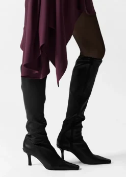 Clearance & Other Stories Bottes Hauteur Genou En Cuir Extensible Noir