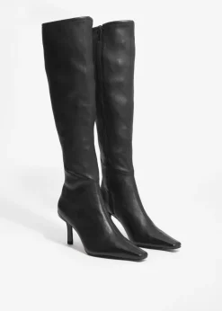Clearance & Other Stories Bottes Hauteur Genou En Cuir Extensible Noir