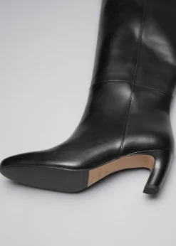 Fashion & Other Stories Bottes Hauteur Genou En Cuir Avec Boucle Noir