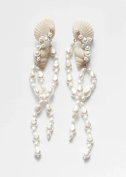 Fashion & Other Stories Boucles D’oreilles à Perles Et Coquillages Ivoire