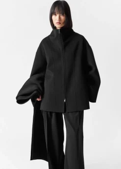 Flash Sale & Other Stories Cape Asymétrique En Laine Mélangée Noir