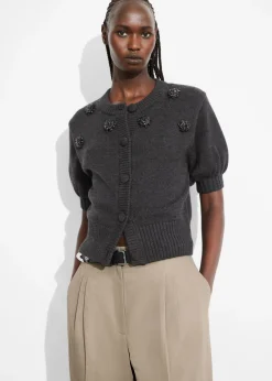 Store & Other Stories Cardigan à Perles En Laine Mérinos Gris