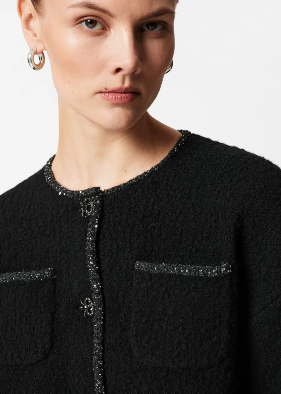 Sale & Other Stories Cardigan Aux Finitions Pailletées Noir
