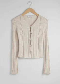 Sale & Other Stories Cardigan Boutonné En Maille Côtelée