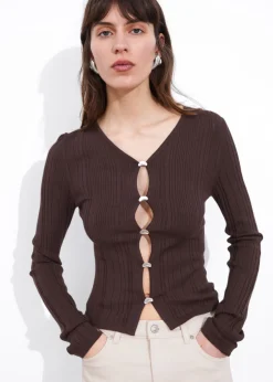 Sale & Other Stories Cardigan Boutonné En Maille Côtelée