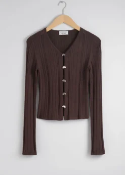 Sale & Other Stories Cardigan Boutonné En Maille Côtelée