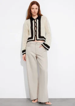 Hot & Other Stories Cardigan Crocheté Crème/Noir