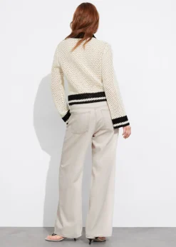 Hot & Other Stories Cardigan Crocheté Crème/Noir