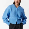 Shop & Other Stories Cardigan Côtelé En Mohair Mélangé Bleu