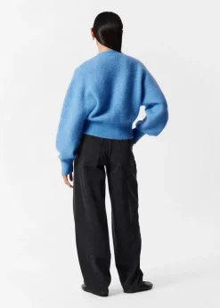 Shop & Other Stories Cardigan Côtelé En Mohair Mélangé Bleu