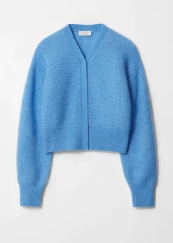 Shop & Other Stories Cardigan Côtelé En Mohair Mélangé Bleu