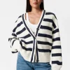 Online & Other Stories Cardigan En Maille Rayée Bleu marine/Blanc