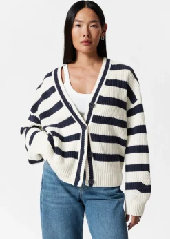 Online & Other Stories Cardigan En Maille Rayée Bleu marine/Blanc