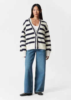 Online & Other Stories Cardigan En Maille Rayée Bleu marine/Blanc