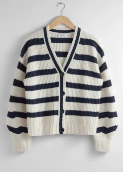 Online & Other Stories Cardigan En Maille Rayée Bleu marine/Blanc