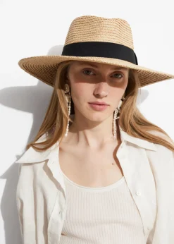 Fashion & Other Stories Chapeau De Paille Bordé De Gros-grain