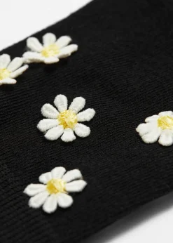 Online & Other Stories Chaussettes à Broderie Florale Noir