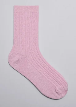 Clearance & Other Stories Chaussettes Pailletées En Maille Rose