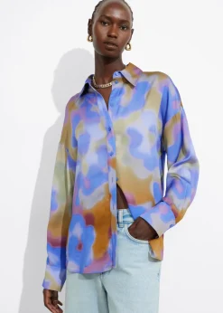 Discount & Other Stories Chemise En Satin Imprimé Imprimé bleu