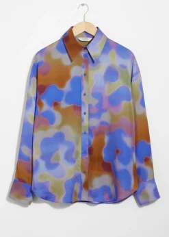 Discount & Other Stories Chemise En Satin Imprimé Imprimé bleu