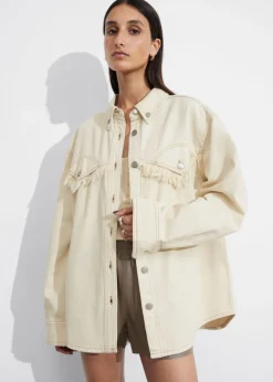 Best Sale & Other Stories Chemise Oversize En Denim à Franges Couleur crème