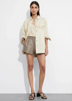 Best Sale & Other Stories Chemise Oversize En Denim à Franges Couleur crème