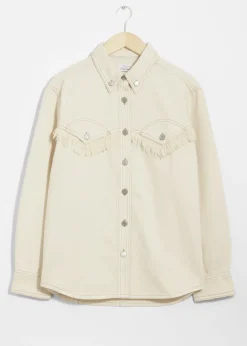 Best Sale & Other Stories Chemise Oversize En Denim à Franges Couleur crème