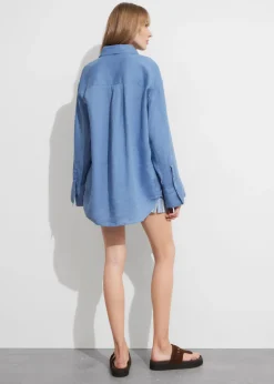 Clearance & Other Stories Chemise Oversize En Lin Bleu