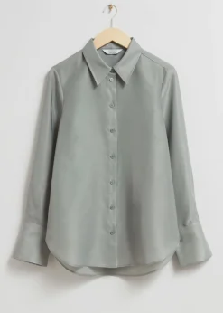 Best Sale & Other Stories Chemise Transparente à Coupe Regular Gris poudré