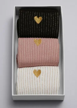 Sale & Other Stories Coffret Cadeau De 3 paires De Chaussettes Cœur Blanc/Rose/Noir