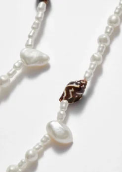 Discount & Other Stories Collier à Perles Et Coquillages Ivoire