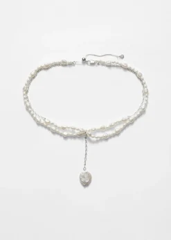 Clearance & Other Stories Collier Ras Du Cou En Perles à Pendentif Ivoire