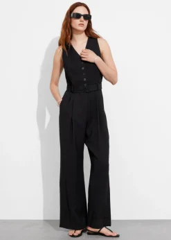Discount & Other Stories Combinaison Boutonnée Sans Manches Noir