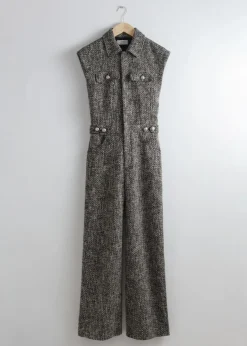 Fashion & Other Stories Combinaison Large Sans Manches En Tweed Tweed noir
