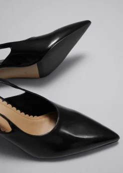 New & Other Stories Escarpins Pointus En Cuir à Brides Arrière Noir