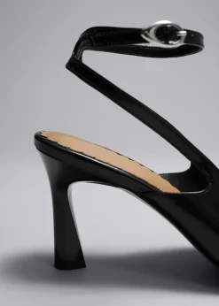 New & Other Stories Escarpins Pointus En Cuir à Brides Arrière Noir