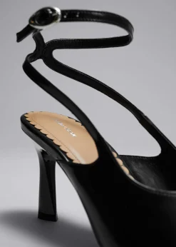 New & Other Stories Escarpins Pointus En Cuir à Brides Arrière Noir