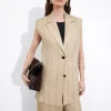 Hot & Other Stories Gilet Blazer En Lin Mélangé Fines rayures beiges