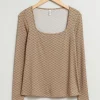 Clearance & Other Stories Haut à Encolure Carrée Imprimé beige