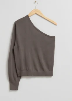 Outlet & Other Stories Haut Asymétrique En Laine Mérinos Taupe
