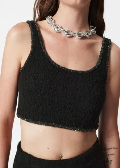 Fashion & Other Stories Haut Bralette Laine Bouclée à Bordures Pailletées Noir