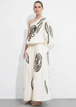 Cheap & Other Stories Haut Brodé Asymétrique Blanc