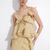 New & Other Stories Haut Bustier Volanté à Bretelles Beige