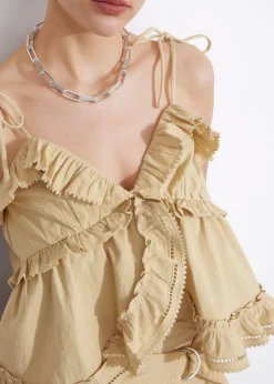 New & Other Stories Haut Bustier Volanté à Bretelles Beige