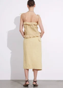 New & Other Stories Haut Bustier Volanté à Bretelles Beige