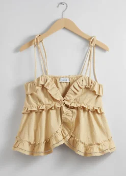 New & Other Stories Haut Bustier Volanté à Bretelles Beige