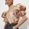 Flash Sale & Other Stories Haut Court à Manches Bouffantes Imprimé floral orange
