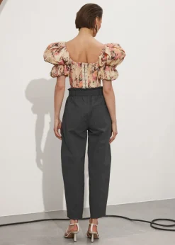 Flash Sale & Other Stories Haut Court à Manches Bouffantes Imprimé floral orange