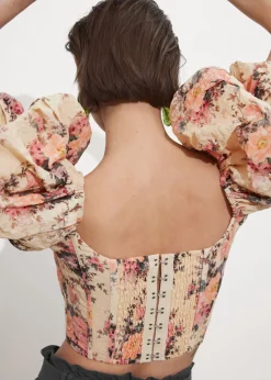 Flash Sale & Other Stories Haut Court à Manches Bouffantes Imprimé floral orange