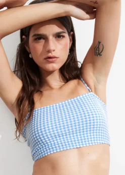 Cheap & Other Stories Haut De Bikini Bandeau Carreaux bleus/blancs